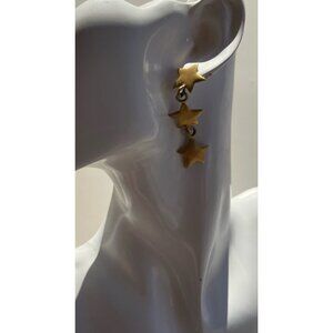 Vintage Ann Taylor Gold Tone 3 Star Drop Dangle Stud Earrings Quality RARE
